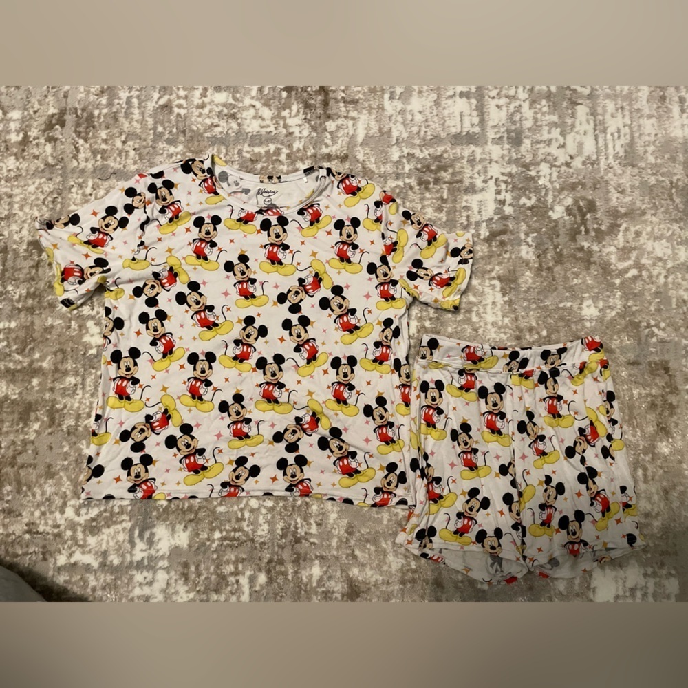 Weiwei Mickey Mouse Bamboo Kids Pajama Set - White and Yellow size 5/6